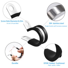 XRPAOWA 1/2 Inch Stainless Steel Cable Clamps, 30 Pcs, Rubber Cushioned Insulated Clamps, Pipe Clamp, Tube Holder for Tube, Pipe, Lines or Wire Cord Installation (1/2"(13mm))