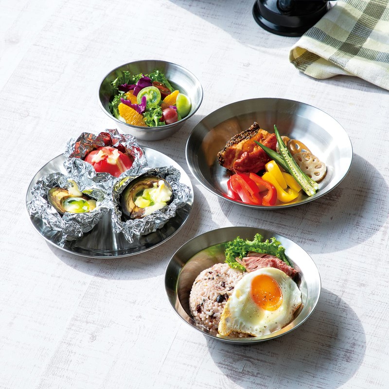 Kakusee Sola Relax Camping Bowl and Plate, Set of 4