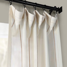 HPD Half Price Drapes SHCH-HC66085-96 Striped Linen Sheer Curtain (1 Panel), 50 X 96, Aruba Gold