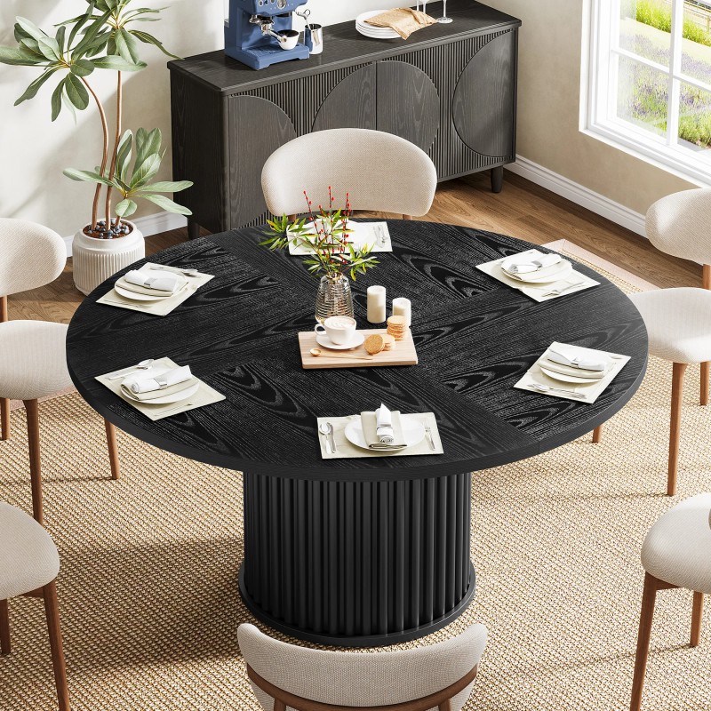 47" Round Kitchen Table for Small Space, Seats 4-6 with