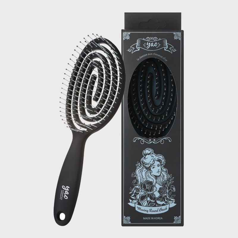 Yao Hairbrush [Dark Round] Scalp massage hairbrush luxury dry brush