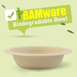 Green Earth, 16 oz, 125-Count, Compostable Bowls, Natural Bamboo Fibers, Everyday Tableware - Biodegradable – Disposable - Round Shape - Microwave-Safe - Gluten-Free - Eco-Friendly
