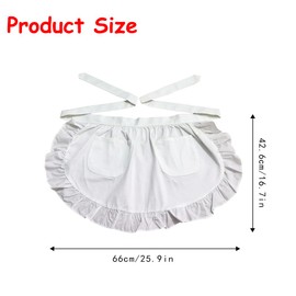 Women's Waist Apron with Two Pockets Half Apron, Costume Aprons for Kitchen Cooking Restaurant Coffee Shop (White)