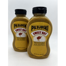 Pilsudski Brand SWEET HOT MUSTARD WITH HONEY - All Natural - 12oz 2 pack Squeeze Bottle Gluten Free
