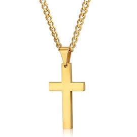Sevenfly Cross Necklace for Men Titanium Steel Large Mens Cross Crucifix Pendant Necklace Chain Jewelry For Men,gold