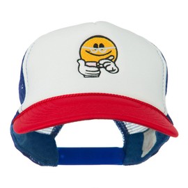 e4Hats.com Scribe Smile Face Embroidered Foam Mesh Back Cap - Red White Royal OSFM