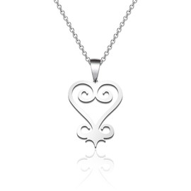 Sankofa Adinkra Stainless Steel West African Symbol Pendant Necklace, Stainless Steel