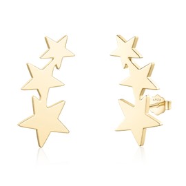 JIAYIQI 925 Sterling Silver Stud Earrings Simple Mini Bar Circle Dot Heart Star Lightning Bolt Stud Earrings 14K Gold Plated Cartilage Earrings Studs for Women Men Hypoallergenic Jewelry Gift,