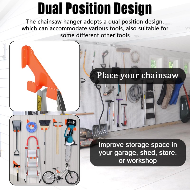 Funnytek Chainsaw Hanger, Heavy Duty Chainsaw Holder Wall Mount Hanging