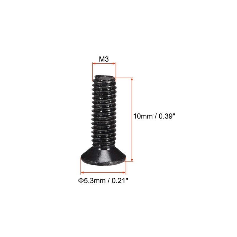 sourcing map M3 x 10mm Phillips Screw Fastener Black for