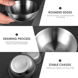 Cabilock 8pcs Food Dipping Bowls Stainless Steel Sauce Dishes Round Seasoning Dish Saucer Appetizer Plates for Home Restaurant (Silver)