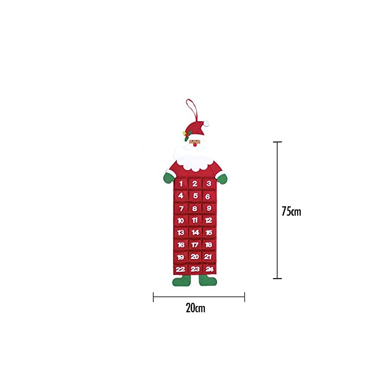 Large Felt Christmas Advent Calendar With Pockets Hanging Decoration (Choose