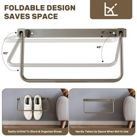 BOYISEN RV Shoe Storage Rack, Foldable Save Space Camper Shoe Holder, Wall Mounted Shelf for RV & Camper, 12" Aluminum Essential Travel Trailer Organizer Accessories for Storing Various Shoes - 2 Pack