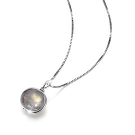 Lotus Fun Women’s S925 Sterling Silver Necklace With Simple Moonstone, Box Chain Necklace Length 39.5 cm + 5 cm with Extension, Creative & Popular Handmade Necklace
