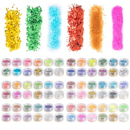 LOYALSE Glitter for Nails, 72 Colours Glitter Powder, Glitter Nails Glitter Set for Nails Art Decoration, Face, Clothing