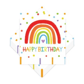 Glowjoy 40 Stück Servietten Regenbogen, Servietten Geburtstag, Regenbogen Deko Kindergeburtstag, Happy birthday serviettes kindergeburtstag für Junge Mädchen Geburtstag Party Deko, 33 x 33 cm