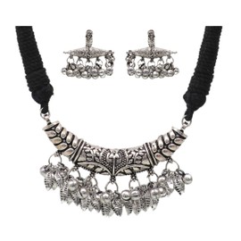 Siddhatva Statement Ethnic Indian Stylish Silver Oxidized Boho Gypsy Choker Necklace Jewelry, Choker, Metal, No Gemstone