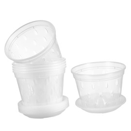 SUPVOX 5sets Clear Nursery Pots with Drainage Holes Transparent for Orchids Flowers for Home Decor Versatile Gardening Use Efficient Drainage Root Visibility