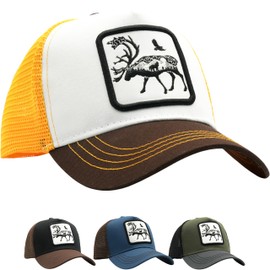 BBERIZOS Gorra Hombre Mujer Visera Curva Beisbol Parche Animales Trucker Camionero con Malla Ajustable y Juvenil para Deportes Aire Libre, Regalo Unisex, Accesorio Moda, (Poliéster, AlcCafe/Blco/Ama)
