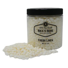 Nika's Home Fresh Linen Soy Melts - Strong Scents - Add to Candles to Create Your Own Blends or Use Alone in Wax Warmers - Wax Pastilles - 5oz Jar, up to 20 Hours of Fragrance