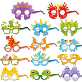 DPKOW 28pcs Dinosaur Party Glasses Masks for Kids Birthday Party Favor Dinosaur Party Costume Accessories Dinosaur Photo Prop
