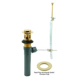 Rapid Repair RP31200PB Pop-Up Assembly, 1-1/4 In., Polished Brass Plated-Finish, Fits Bath Sinks, with Rapid Ring Pre-Formed Plumber's Putty Ring (Single Pack)