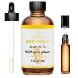 LOTUSJOY Helichrysum Essential Oil Pure Organic for Skin Roll On Diffuser Spray- 100% Natural Helichrysum Italicum Oil 4 Oz