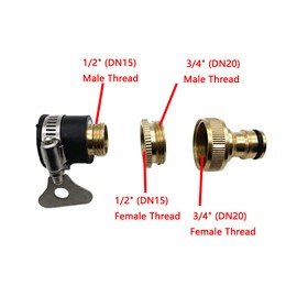 Set of 4 1/2" Hose End Connector, 2 in 1 Threaded Faucet Adapter, 1/2" Waterstop Connector & Universal Tap Connector Adapter Fitting for Car Wash & Garden Irrigation