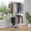 Sywhitta Double Rod Clothing Garment Rack, Rolling Clothes Organizer on