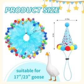 Birthday Party Porch Goose Outfit Lawn Goose Clothes Hat and Tutu Collar for 17"& 23" Cement Plastic Goose Outdoor Statue Costume Dress with Hat Accessories for Lawn Garden Decor Celebrations（Blue）