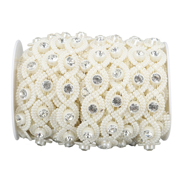 Bead Chain String Half Side Flatback DIY Imitation Pearl String