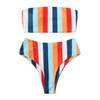 SweatyRocks Women's Bathing Suits Striped Bandeau Bikini high Waisted Swimsuits