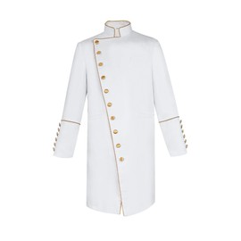 MYAYD Men's Cassock Choir Short Cassock Minister Robe Clergy Pulpit Liturgical Church Top Coat (White, S)