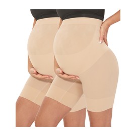 MUSIDORA Maternity Underwear, Maternity Shapewear Underwear Pregnancy Belly Band (Nude+Nude XL)