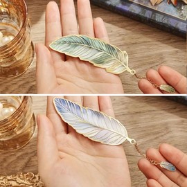 OSYLICT 2PCS Feather Bookmarks,Metal Book Marker Holiday Reading for Sunday School Teacher Classroom Rewards for Kids Students Women Men Book Lover Gifts
