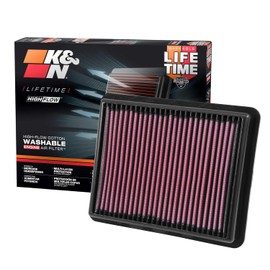 K&N Filtro de Aire de Motor Lavable para Mazda CX-5/CX-9/Mazda 6/Mazda 2 2012-2019, 33-3024, Negro/Rojo