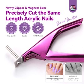 SAVILAND Acrylic Nail Cutters for Nail Tips: Rose Acrylic Nails Clipper with Sizer Magnets Nail Cutter 15PCS Sharp Nail Tech Supplies Nail Trimmer Manicure Tool Nail Accessories Women Salon Home