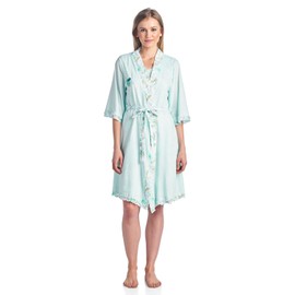 Casual Nights Women's Sleepwear 2 Piece Nightgown and Robe Set - Mint - Large