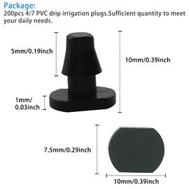 Jiehaojia Pack of 200 Drip Irrigation End Plugs, 4/7 End Hole Plugs, Watering Stoppers, for Garden, Lawn Watering