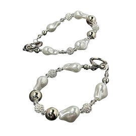 RUSTAMM Rhinestone Crystal Mobile Phone Chain Pearl Hand Wrist Lanyard Charm Key Pendant Earphones Backpack Camera Chain Jewelry Accessories