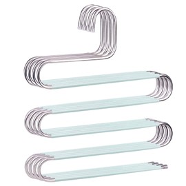 devesanter Pants Hangers Space Save Non-Slip 4 Pack S-Shape Trousers Hangers Stainless Steel Clothes Hangers Closet Storage Organizer for Pants Jeans Scarf Hanging Green