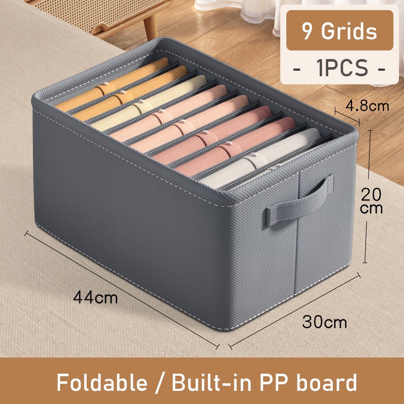 Thickened Pants Storage Box – Foldable Grid Organizer for Jeans