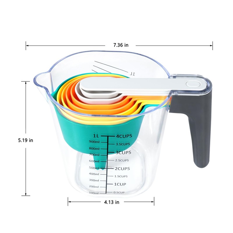 Recogwood 10 Pieces Measuring Jug Set, Stackable Measuring Cups and