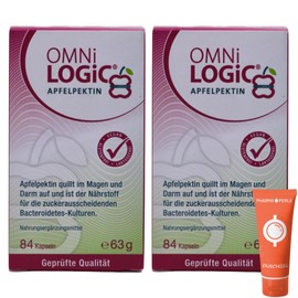 OMNi-LOGiC Apple Pectin 2 x 84 Capsules I Swells in the Stomach and Intestines I Valuable Fibre for Intestinal Bacteria I for Healthy Intestinal Flora and Digestion I Economy Set Plus Pharma Perle