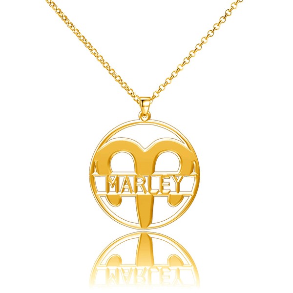 LoEnMe Jewelry Silver Plated Aries Woman Custom Made Engraved Sterling