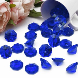 WBJKZJD 47pcs Acrylic Diamond Gems Pirate Plastic Gems Large Acrylic Gems Jewels Bulk Treasure Chest Hunt Party Favors 25 Carat for Kids (Dark blue)