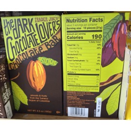 Trader Joe's 85% CACAO Dark Chocolate Lovers 3.5oz 100g (2 Bars)