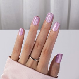 SXVME Short Press On Nails Square - Cat Eye Purple Fake Nails Acrylic Press ons Glue on Nails Opaque Glitter Short False Nails in 30 Pcs for Women