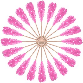 Rock Candy Crystal Lollipops, Purple, Red, Blue, Orange,Pink, White Sugar Sticks, Individually Wrapped, 20 Pieces (Cherry)