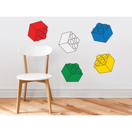 Sunny Decals 3D Building Block Wall Decal - Set of 5 Removable Kids Fabric Wall Sticker